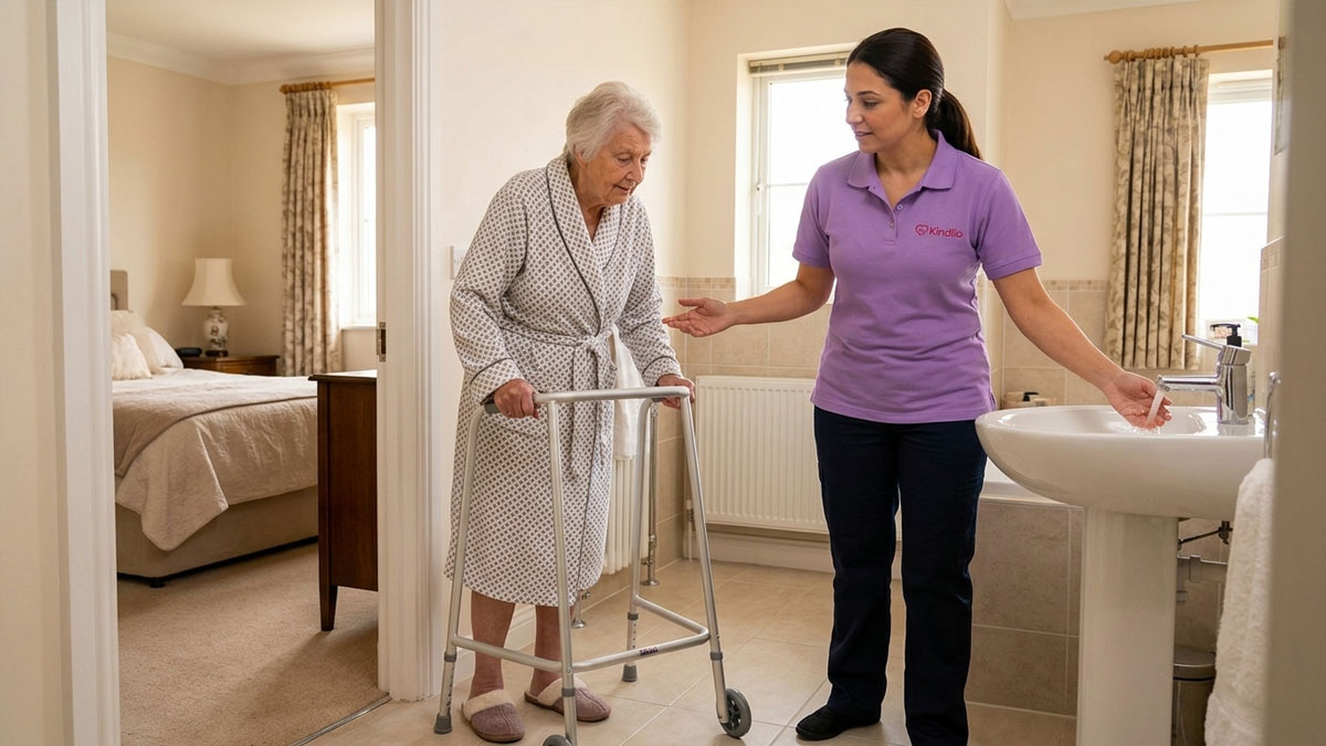 A familiar carer supporting an older person at home in Twickenham
